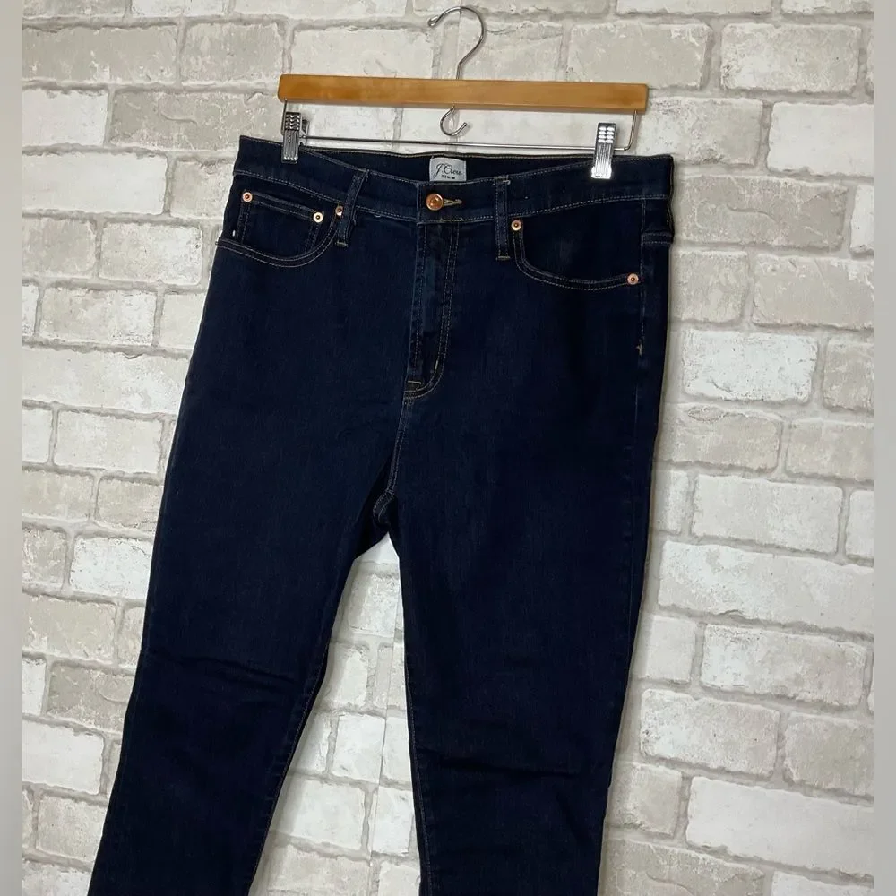 J. Crew 10” High Rise Toothpick Skinny Jeans Dark Ink Wash Size 31